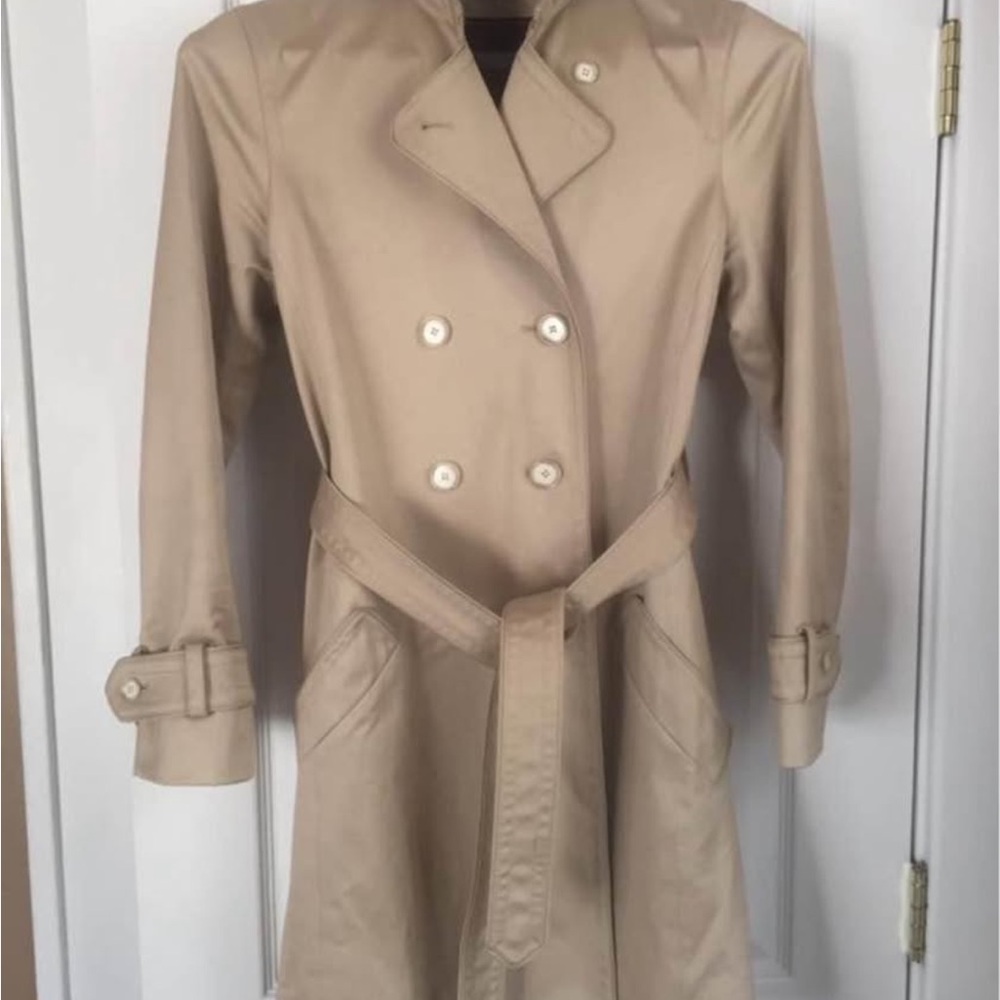 Coach Tan Double-Breasted Trench Coat with Belt